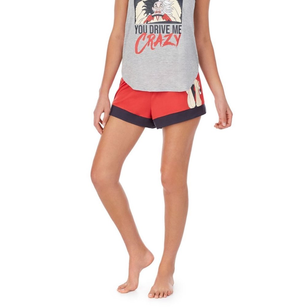 Disney Women’s Cruella Mid Rise Sleepwear Pajama Shorts Gray Heather Medium NWT